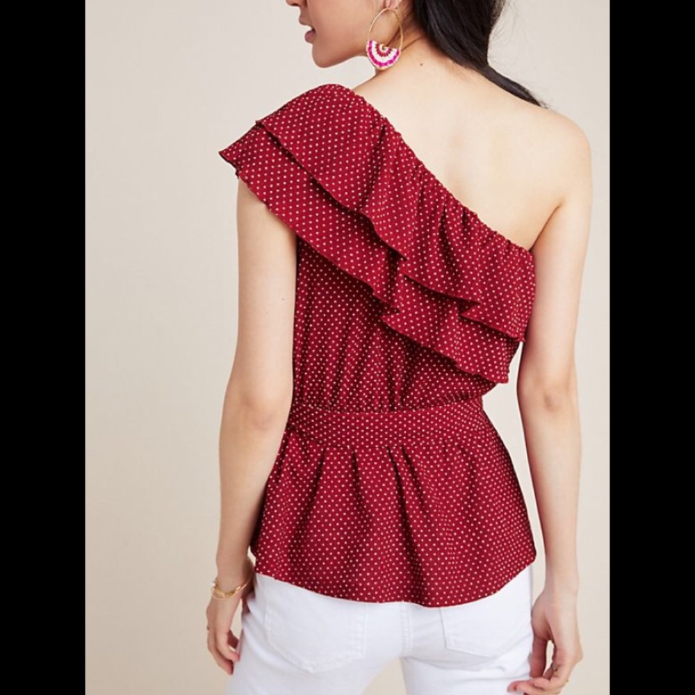 Anthropologie Maeve Rita Ruffled One Shoulder Top - Picture 3 of 8